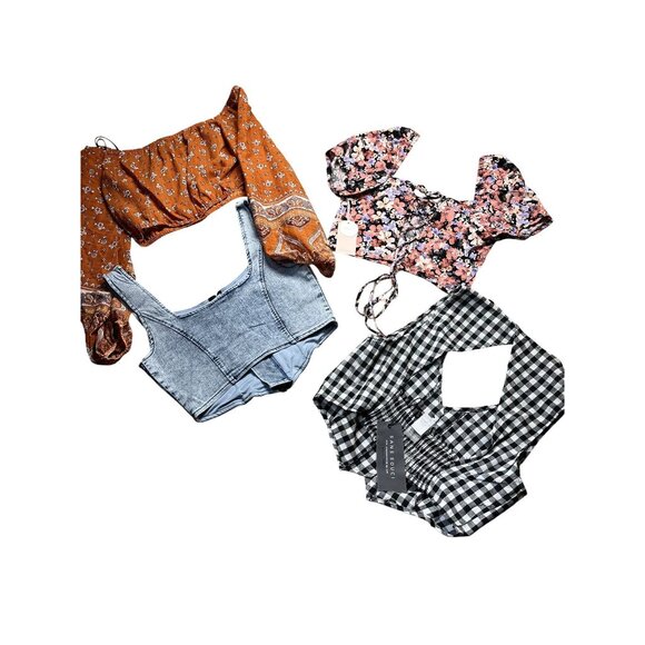 Womens Crop Tops & Vests Set Of 4  Lg/Md - Forever 21 Blashe Sans Souchi‎ NWT Bo - Picture 5 of 13